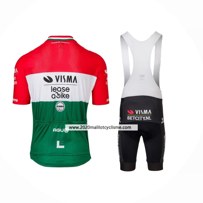 2024 Maillot Cyclisme Jumbo Visma Rouge Blanc Vert Manches Courtes Et Cuissard
